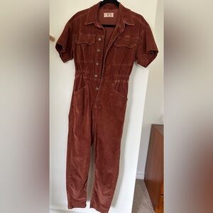 Free People Rust Corduroy Jumpsuit